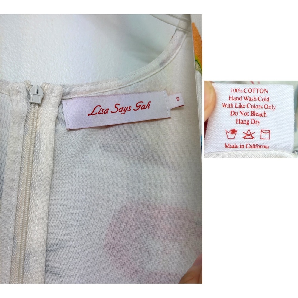 Lisa Says Gah Grace Food Print Midi Dress Tapas Ivory Lemon Olive Fruit S - Picture 3 of 16